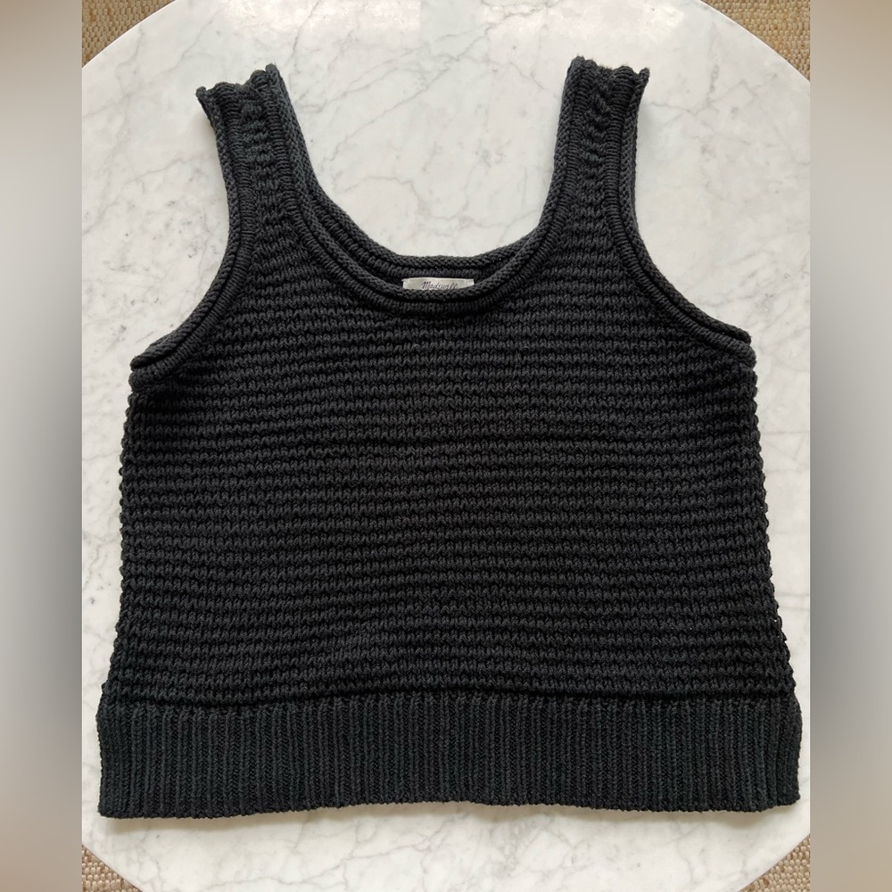 Madewell Black Textured Knit Scoop Tank